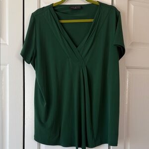 Lane Bryant Deep Green V-Neck Blouse